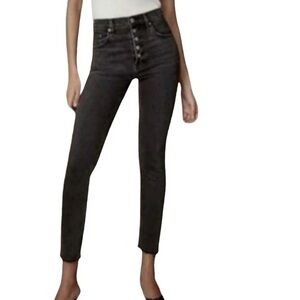 Aritzia Denim Forum The Yoko High Rise Slim Button Fly Raw Hem Jeans